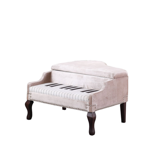 Silver Velour Baby Grand Piano Storage Bench-0