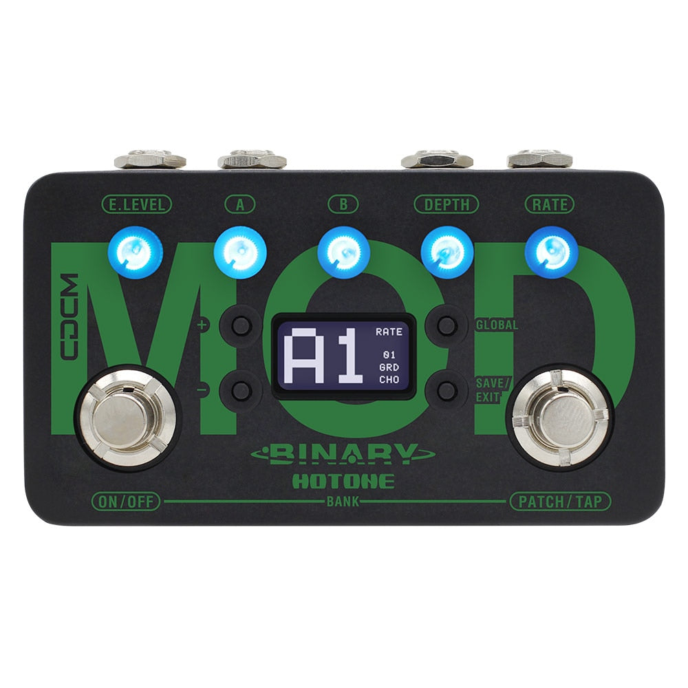 Hotone Binary Mod Multi-Mode Chorus Flanger Tremolo Phaser Rotary Vibe Wah Tap Tempo Modulation Guitar Bass Effects Pedal BME-1-3